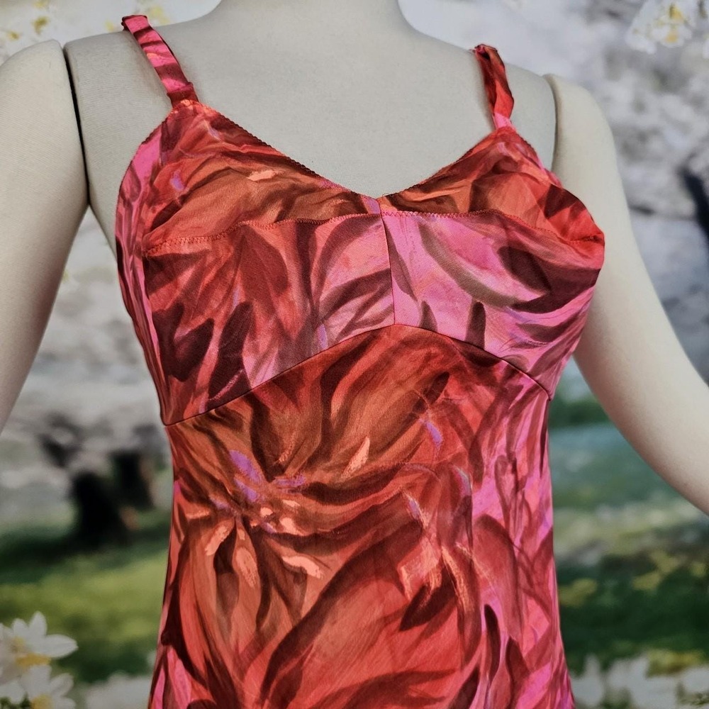 Vintage Rare 1970s Mini Slip Dress Bright Pink Floral Print Gaymode Party‎ Dress - Picture 2 of 8